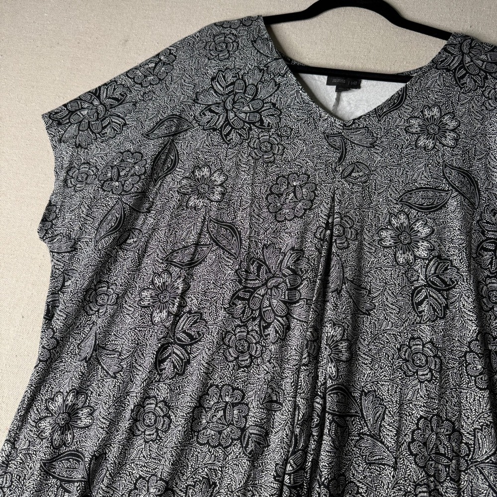 J. Jill Wearever Black White Floral Shift Dress Plus Size 3X Stretch